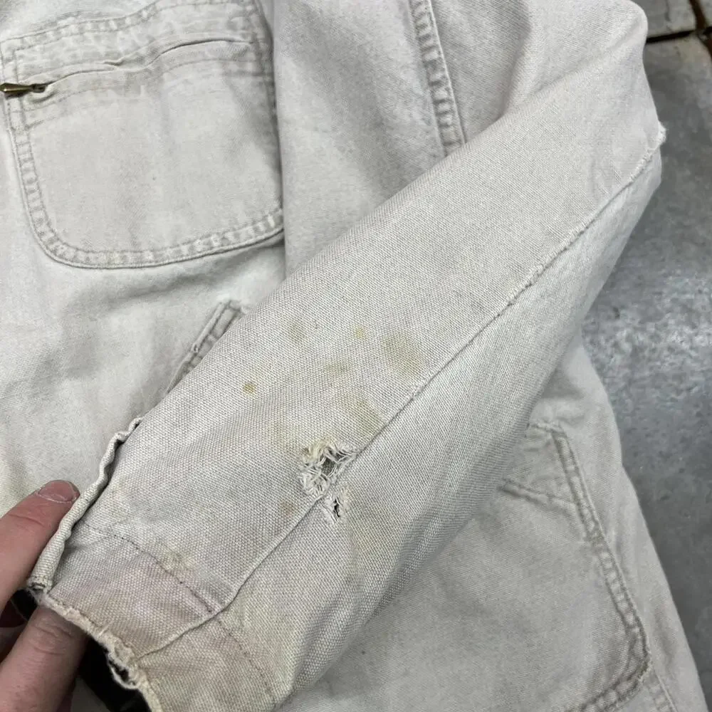 vintage l.l. bean beige button down barn chore coat size large - Picture 6 of 8